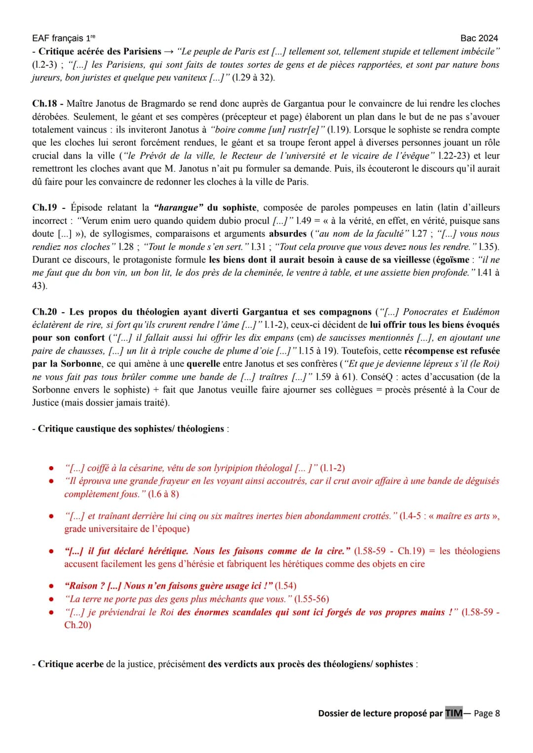 EAF français 1re
LITT. IDÉES XVIe au XVIII°
GARGANTUA (François RABELAIS) éditions Hatier Classiques & Cie lycée (2021)
Parcours : « rire et