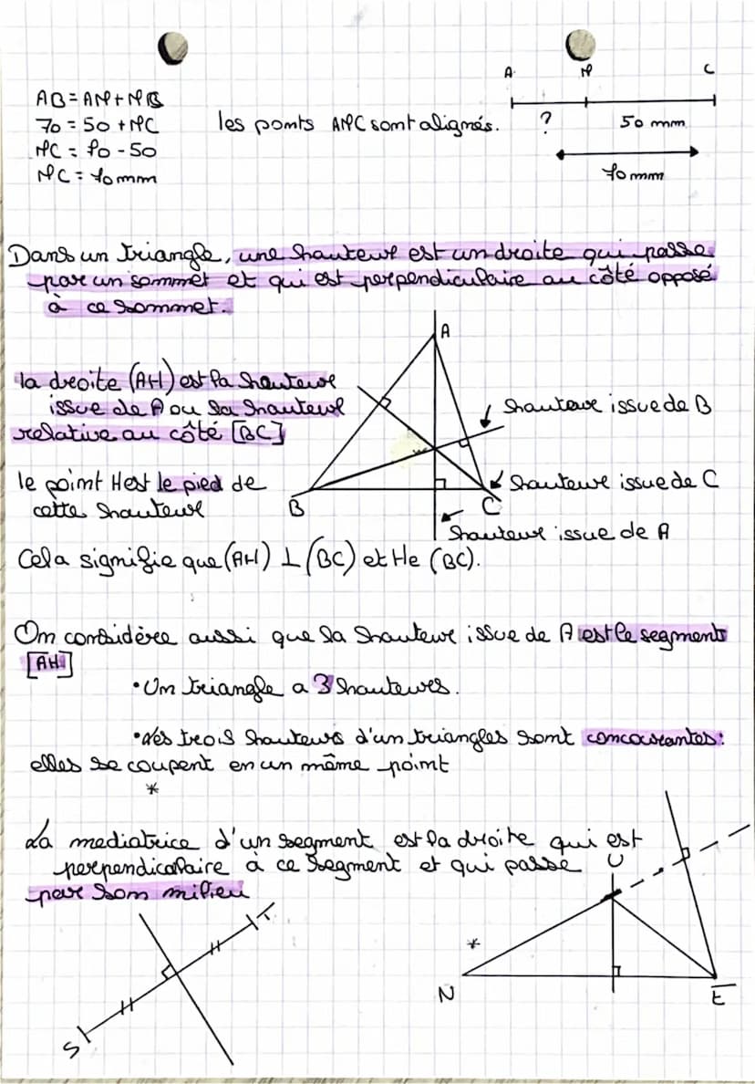 Le plus court hemin entre & points est Pa ligne droite
Tout autre chemin passant par un troisième point
est plus long ou de même longueule.
