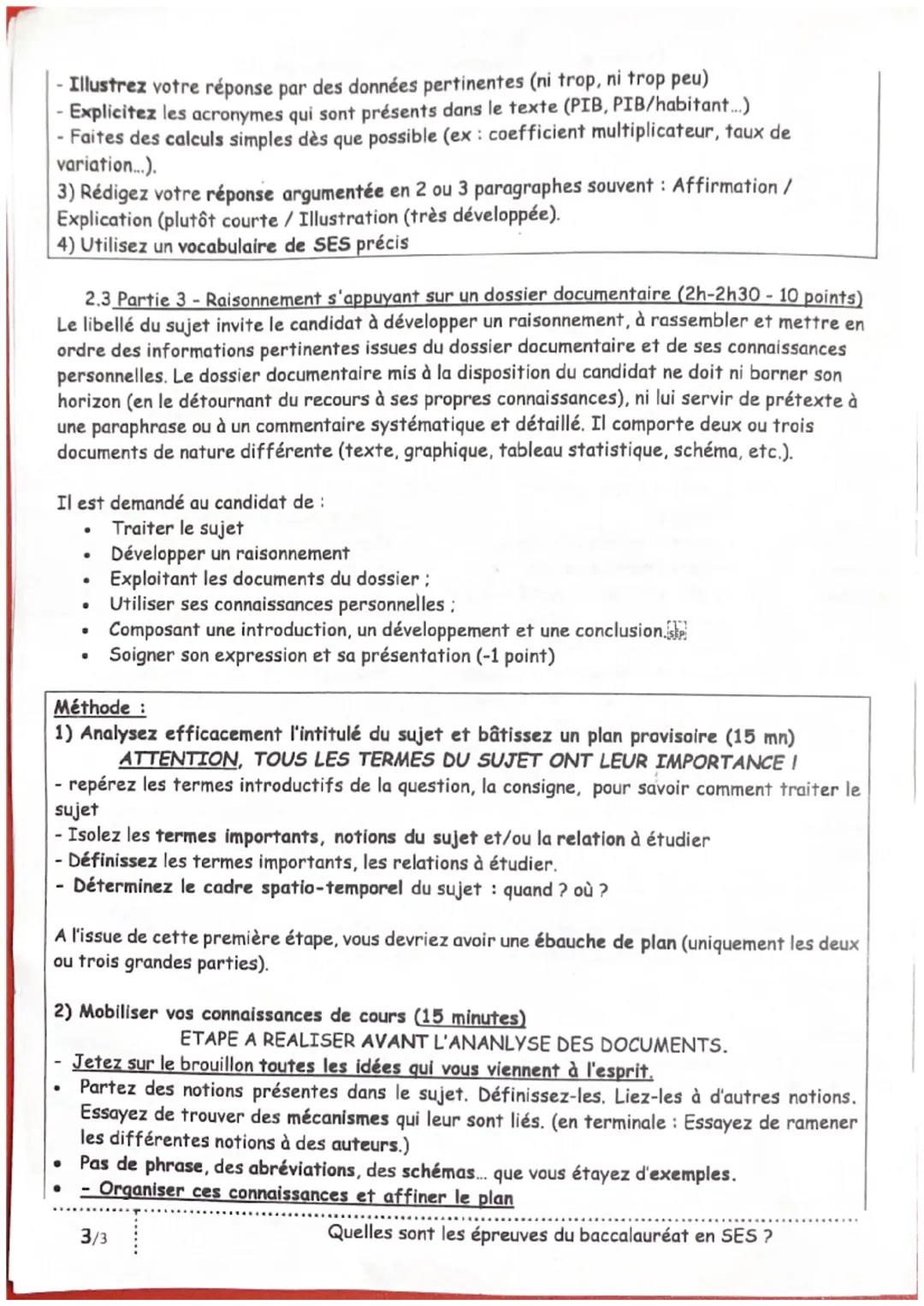 2. Épreuve composée
Cette épreuve comprend trois parties.
Les objectifs de l'épreuve figureront en introduction du sujet distribué aux candi
