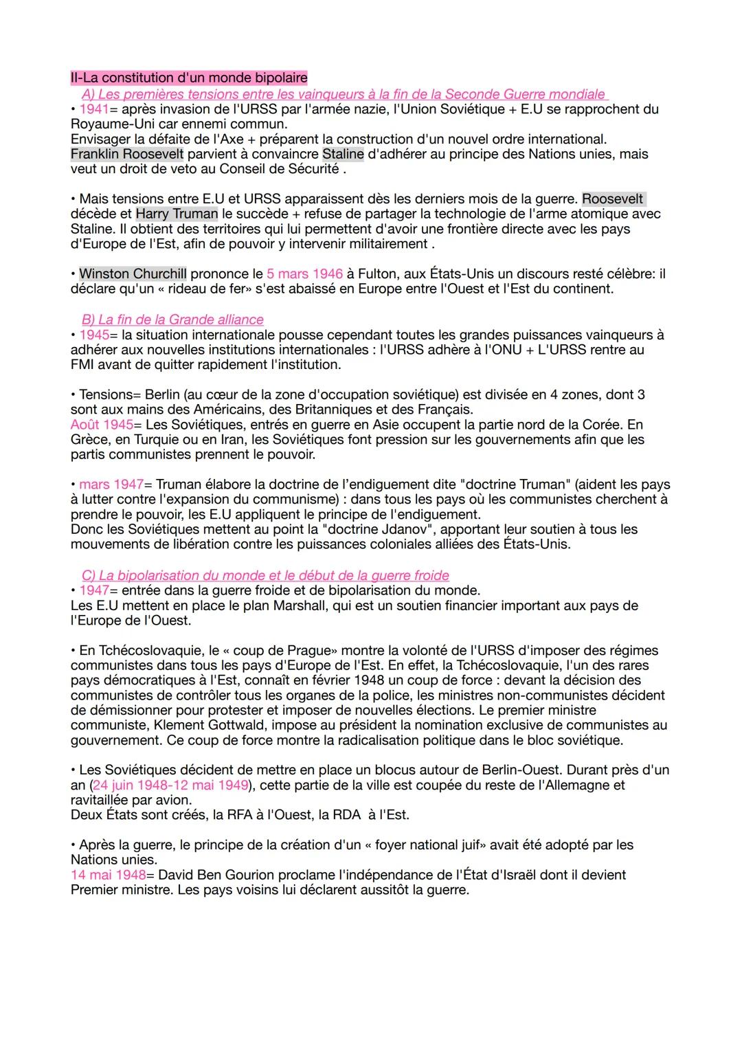 La multiplication des acteurs internationaux dans un monde
bipolaire (1945-1970)
1945 = 5 ans d'une guerre au bilan catastrophique; objectif