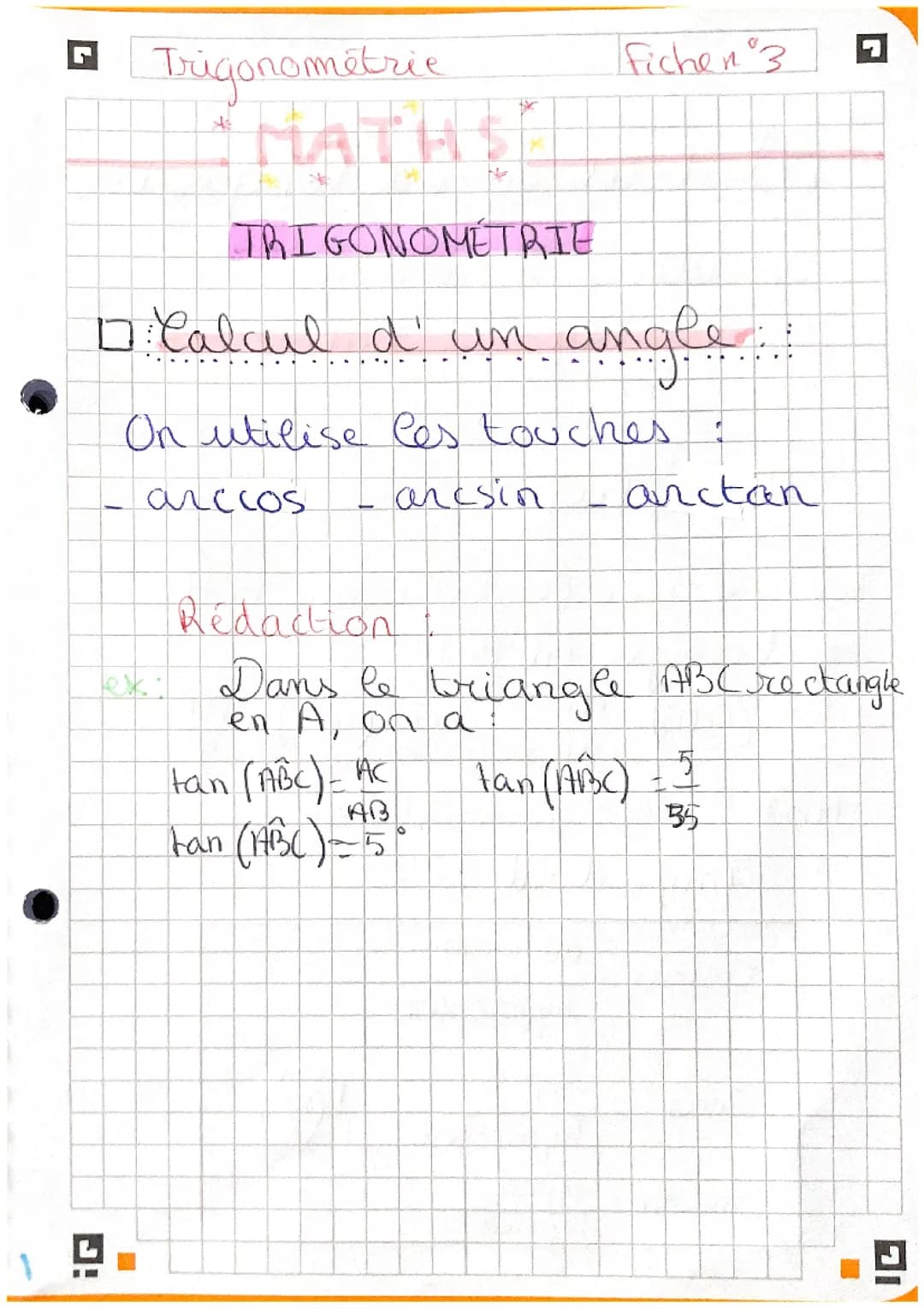 rédaction trigonométrie 3eme