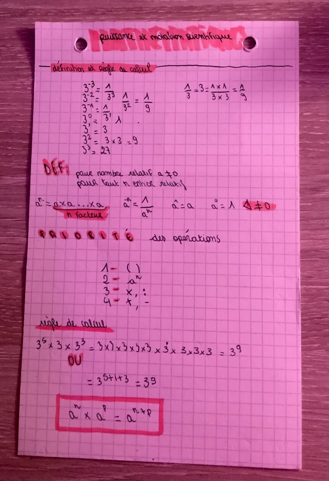 Ruissance et molation scientifique
-definition et Regle de calcul
3-3-1
32 33 1
31 ^
32
3% 31
DEF:
3-3
32.
3x3-9
=
3³ = 27
A
azaxaxa
In fact