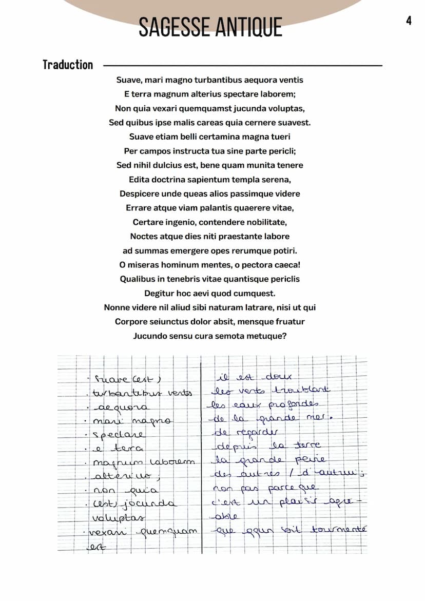 SAGESSE ANTIQUE
Lucrèce, De rerum natura, l'ataraxie
Qu'est-ce que le bonheur, est-il accessible, comment ?
Ataraxie = quiétude absolue de l