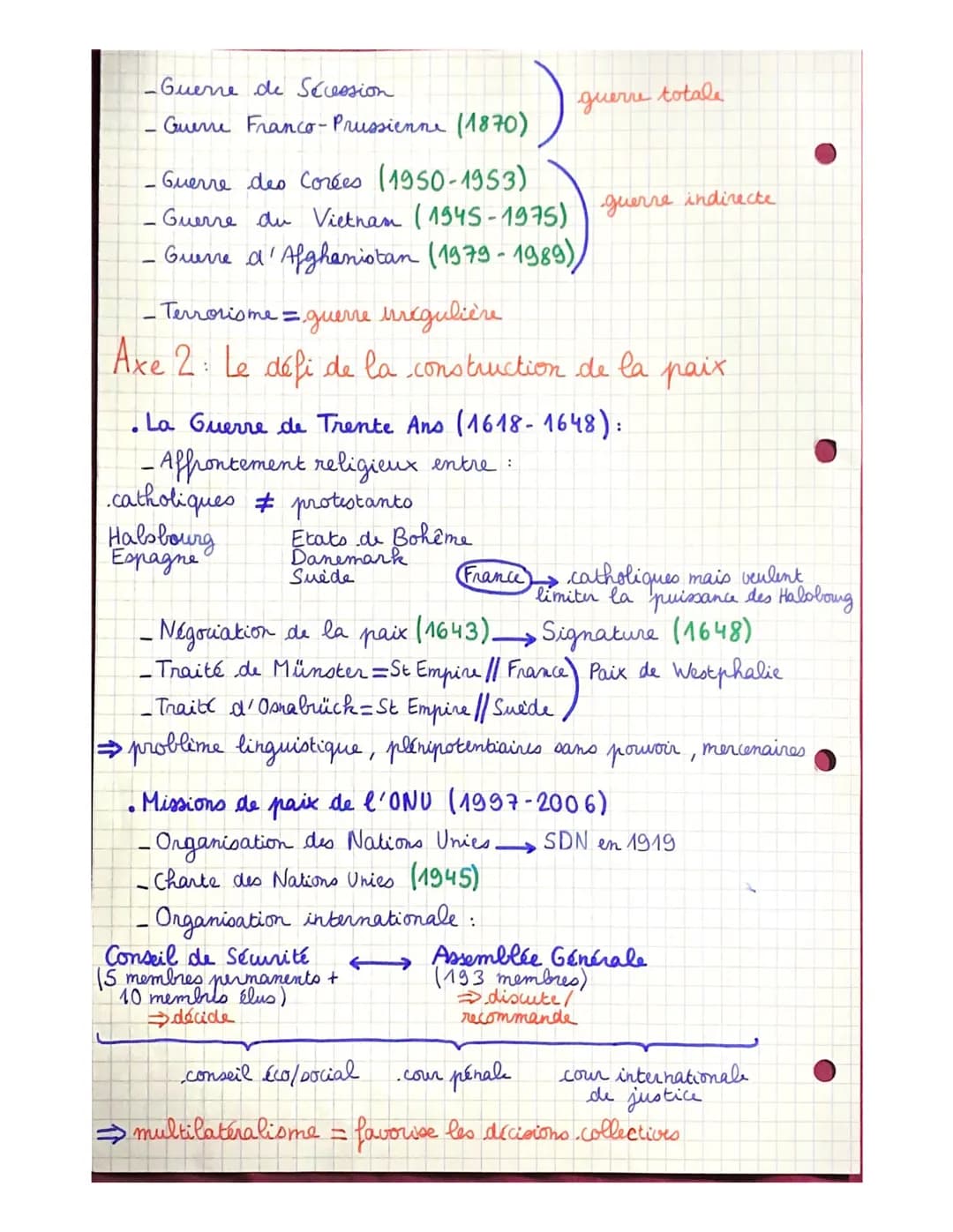 THÈME 2:
Formes de conflits et tentatives de paix
• Critères établissant une
typologie des guerres :
- conflit = situation de désaccord / gu