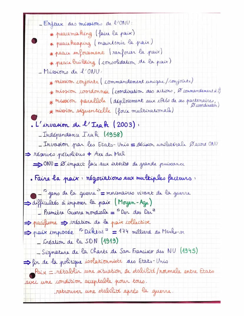 THÈME 2:
Formes de conflits et tentatives de paix
• Critères établissant une
typologie des guerres :
- conflit = situation de désaccord / gu