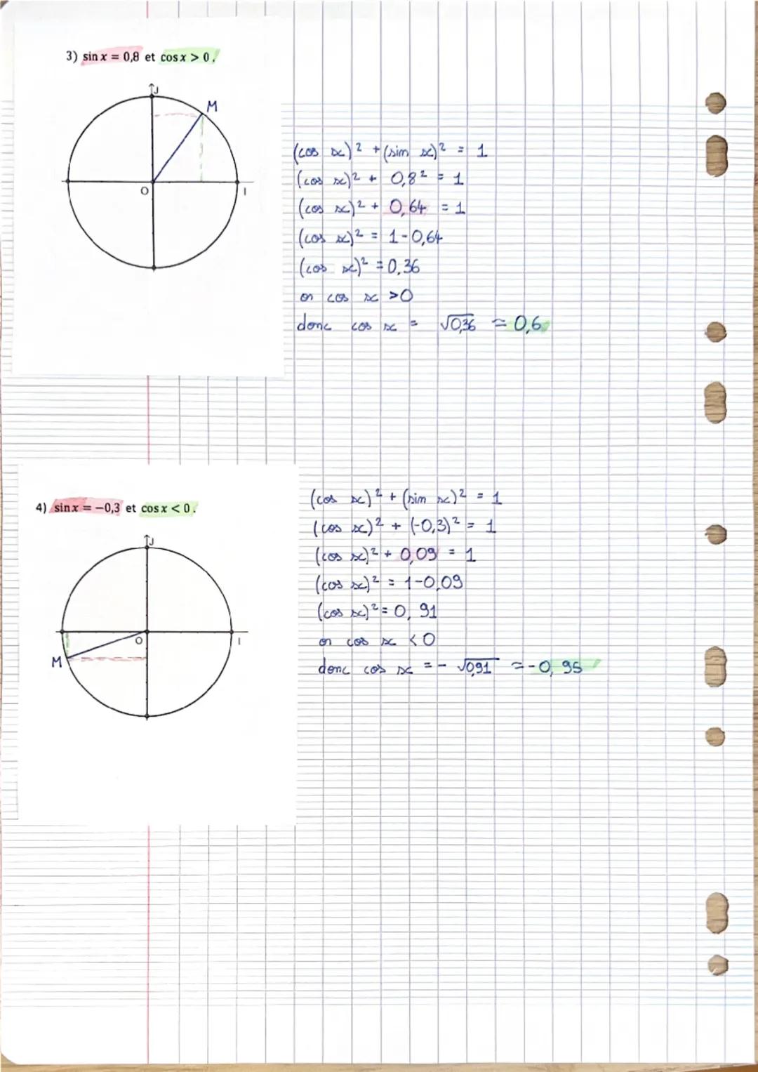 Propriété: Si M est le point du cercle trigonométrique C, image d'un nombre réelz, alors
Mest aussi le point image des réels: x+2x+4x+6. etc