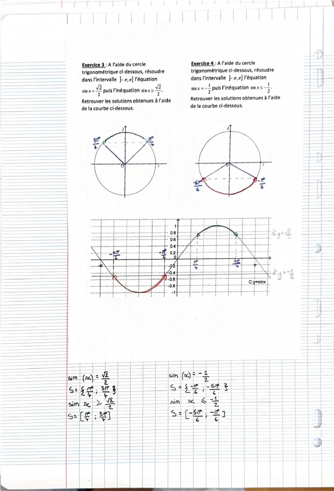 Propriété: Si M est le point du cercle trigonométrique C, image d'un nombre réelz, alors
Mest aussi le point image des réels: x+2x+4x+6. etc