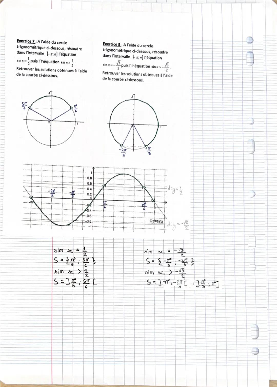 Propriété: Si M est le point du cercle trigonométrique C, image d'un nombre réelz, alors
Mest aussi le point image des réels: x+2x+4x+6. etc