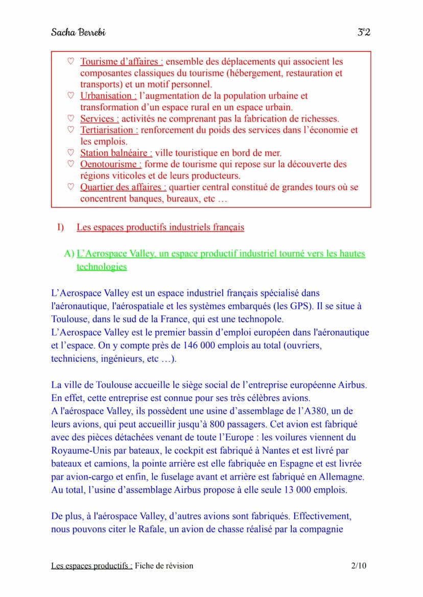 Sacha Berrebi
Introduction:
Chapitre n°2 : Les espaces productifs
Fiche de révision
En France, on trouve différents types d'espaces producti