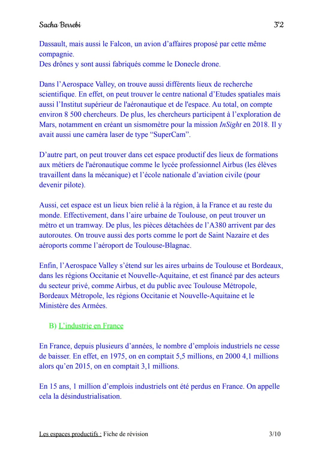 Sacha Berrebi
Introduction:
Chapitre n°2 : Les espaces productifs
Fiche de révision
En France, on trouve différents types d'espaces producti