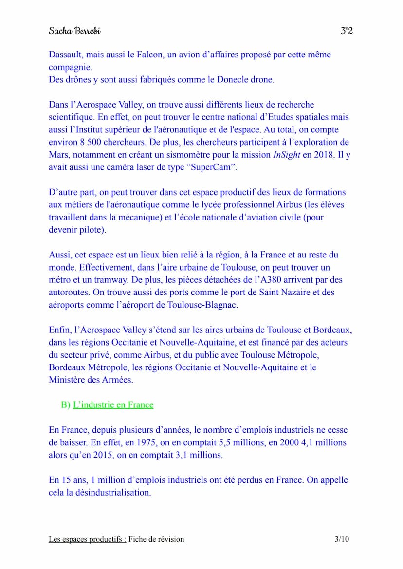 Sacha Berrebi
Introduction:
Chapitre n°2 : Les espaces productifs
Fiche de révision
En France, on trouve différents types d'espaces producti