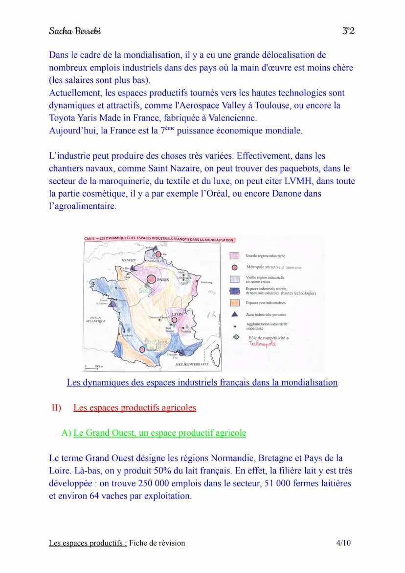 Sacha Berrebi
Introduction:
Chapitre n°2 : Les espaces productifs
Fiche de révision
En France, on trouve différents types d'espaces producti