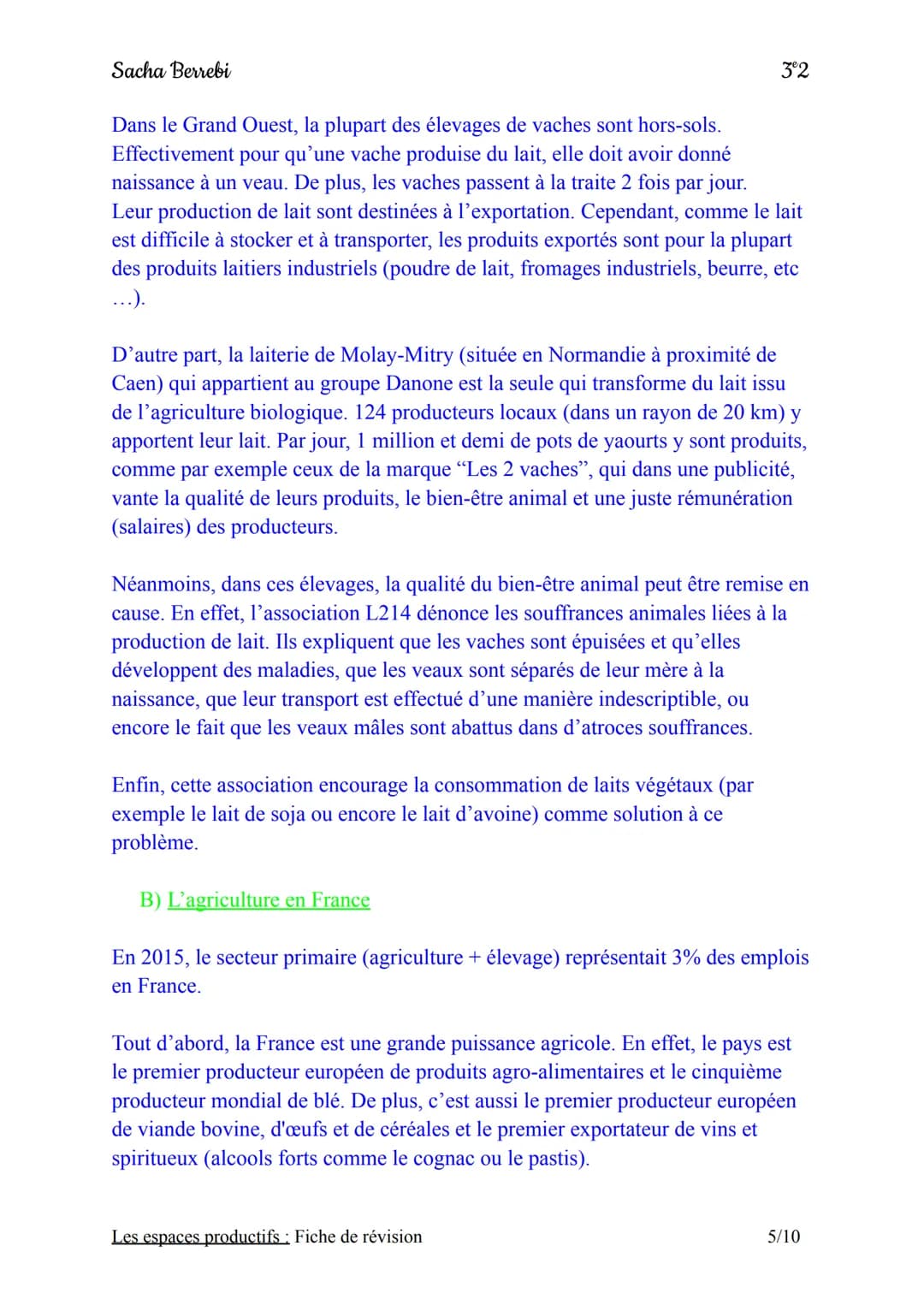 Sacha Berrebi
Introduction:
Chapitre n°2 : Les espaces productifs
Fiche de révision
En France, on trouve différents types d'espaces producti