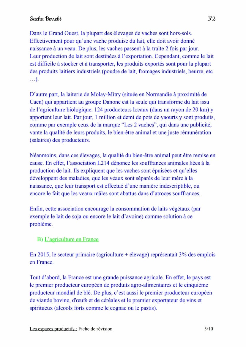 Sacha Berrebi
Introduction:
Chapitre n°2 : Les espaces productifs
Fiche de révision
En France, on trouve différents types d'espaces producti