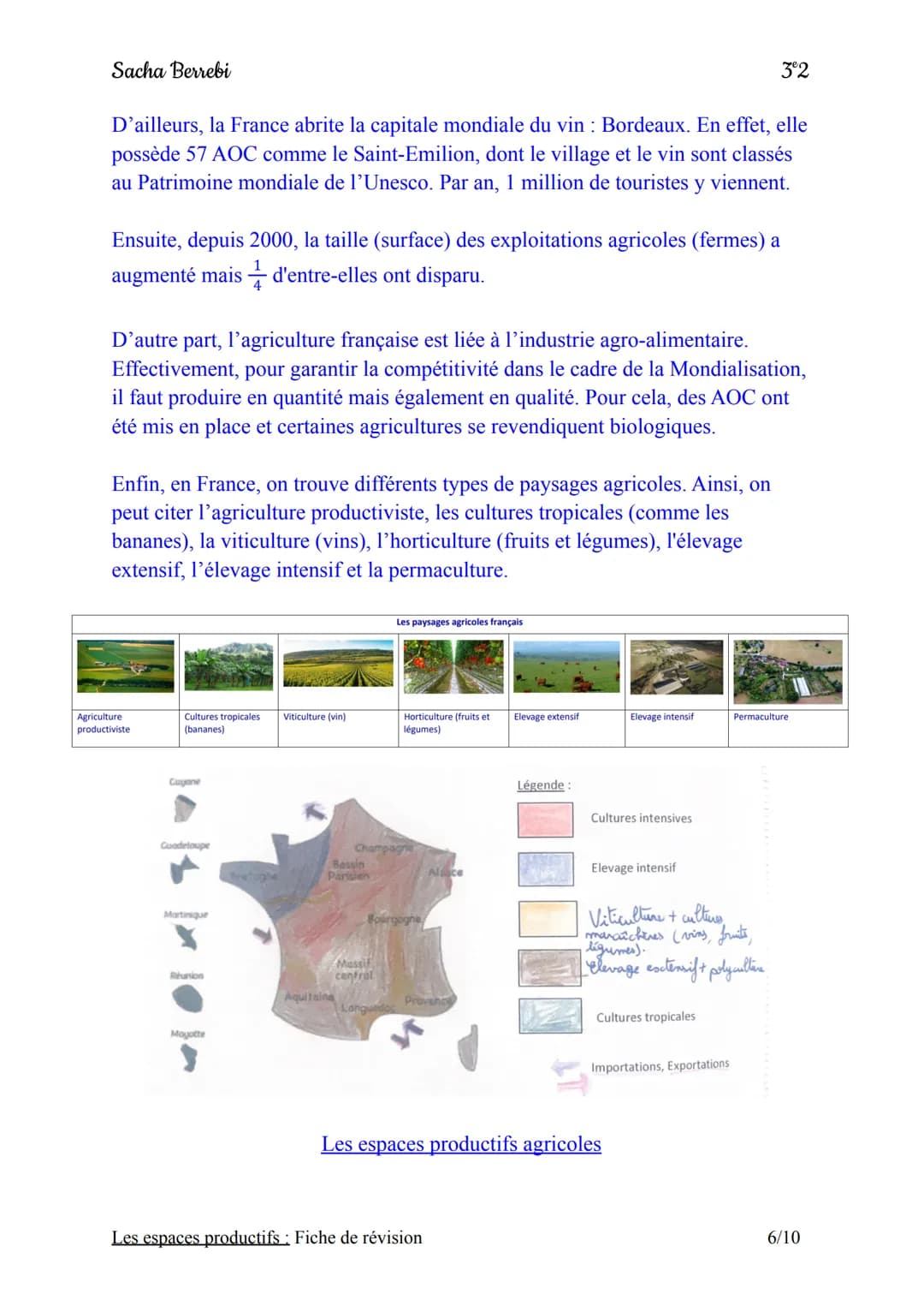 Sacha Berrebi
Introduction:
Chapitre n°2 : Les espaces productifs
Fiche de révision
En France, on trouve différents types d'espaces producti