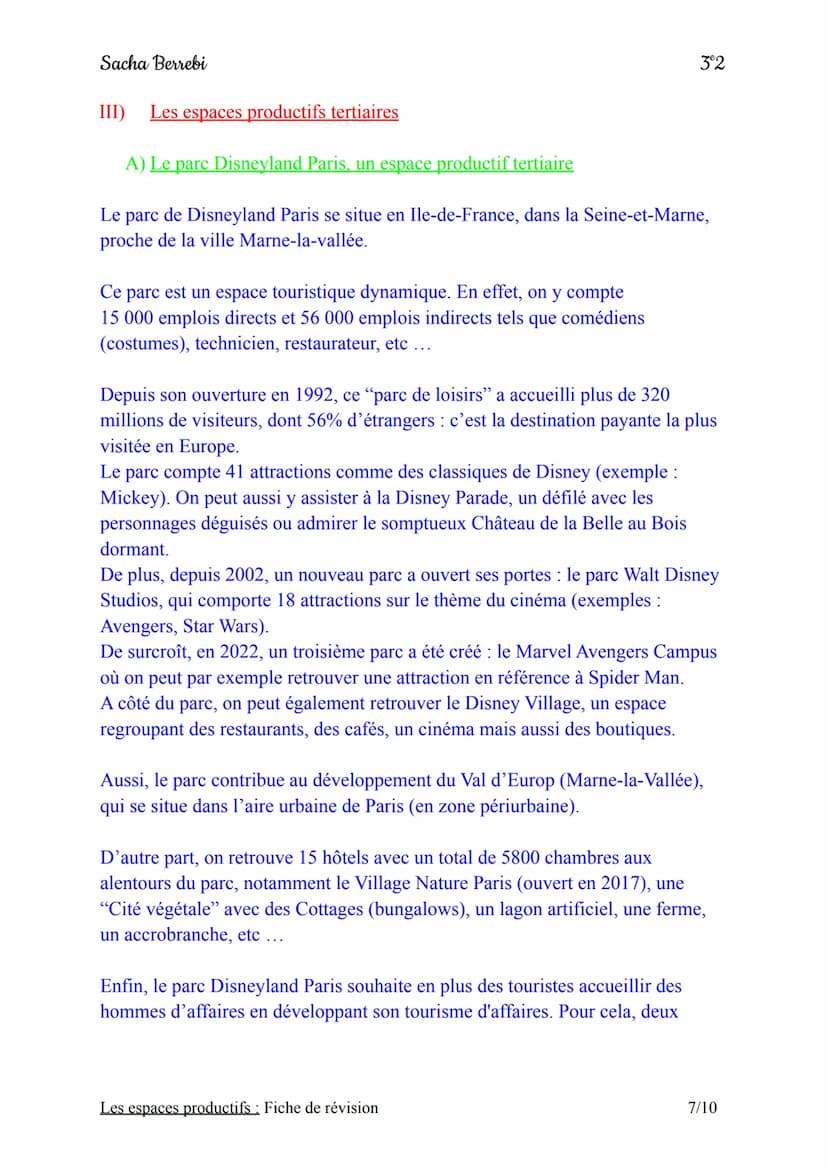 Sacha Berrebi
Introduction:
Chapitre n°2 : Les espaces productifs
Fiche de révision
En France, on trouve différents types d'espaces producti