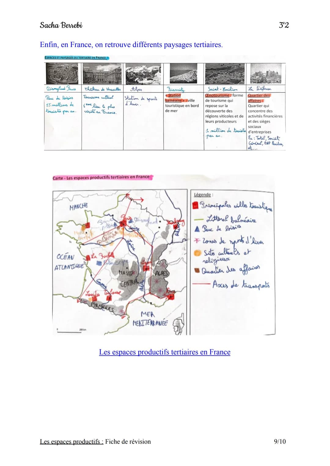 Sacha Berrebi
Introduction:
Chapitre n°2 : Les espaces productifs
Fiche de révision
En France, on trouve différents types d'espaces producti