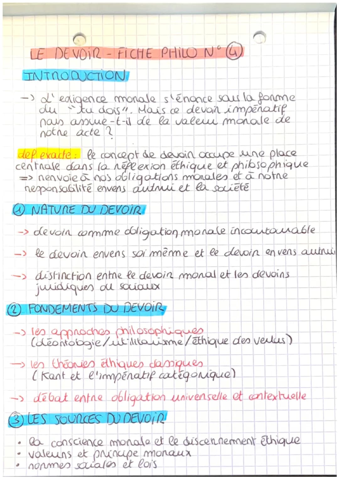 LE DEVOIR - FICHE PHILO N° 4
INTRODUCTION
-> L'exigence monale s'énonce sous la forme
du "tu dois". Mais ce devoin impératif
nais assue-t-il