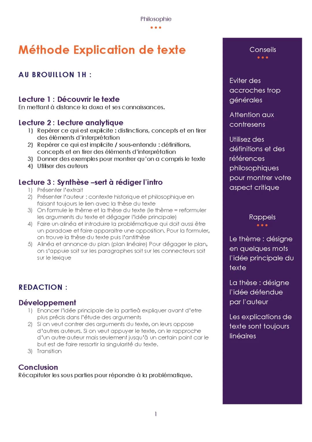 Explication de texte philo exemple corrigé et PDF: Méthode simple