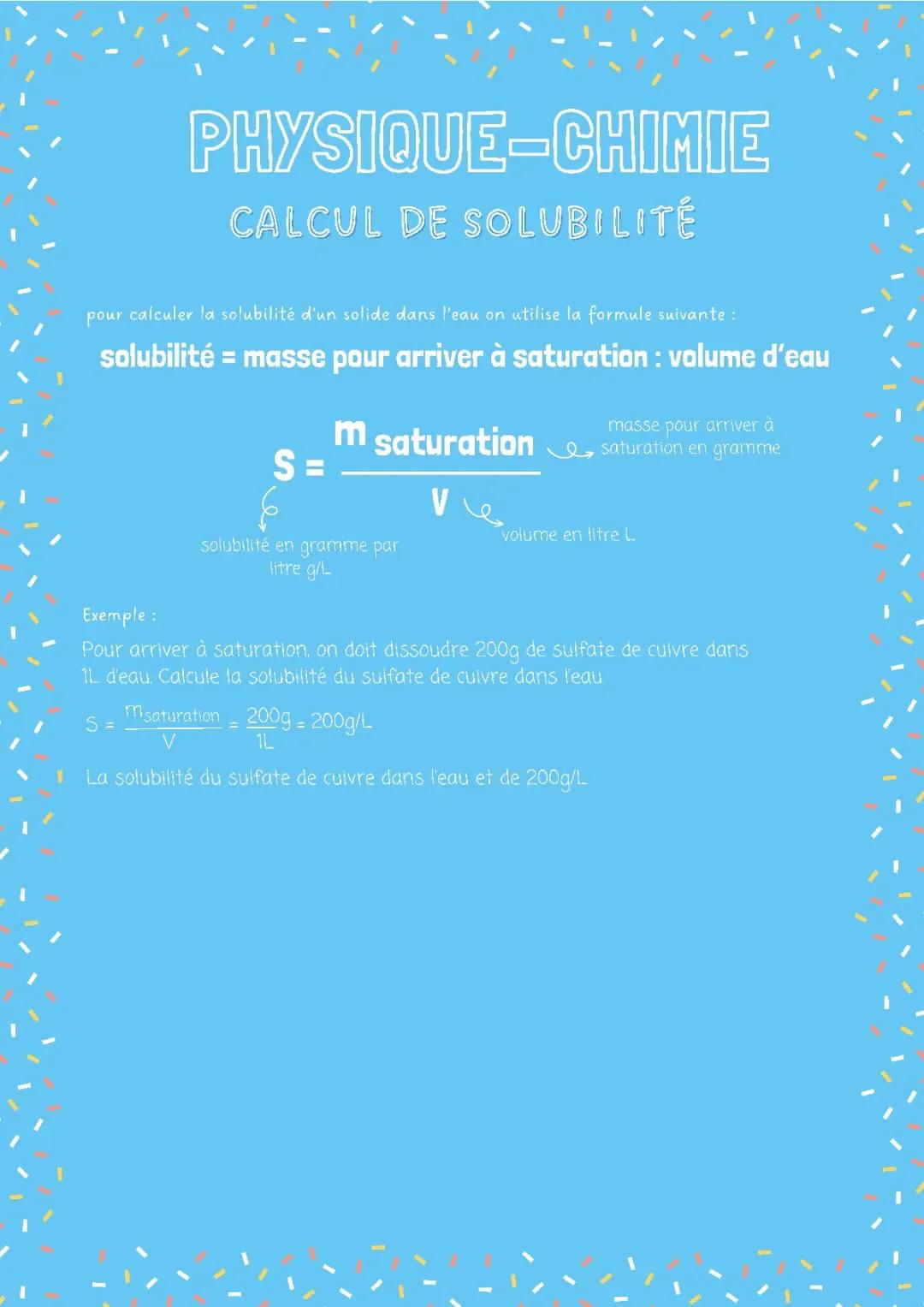 Calcul de solubilité 