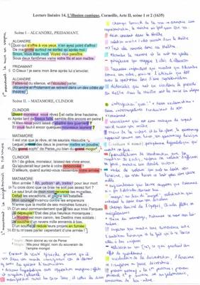 Know Lecture linéaire L'illusion comique, Acte II scène 1 et 2, Corneille, 1635 thumbnail