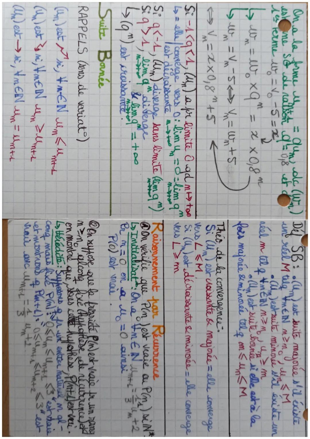 # Suites Numériques

| SA | SG |
|---|---|
| $U_m = U_0 + n \times r$ | $U_m = U_0 \times q^n$ |
| $U_{m+1} = U_m + r$ | $U_{m+1} = U_m \tim