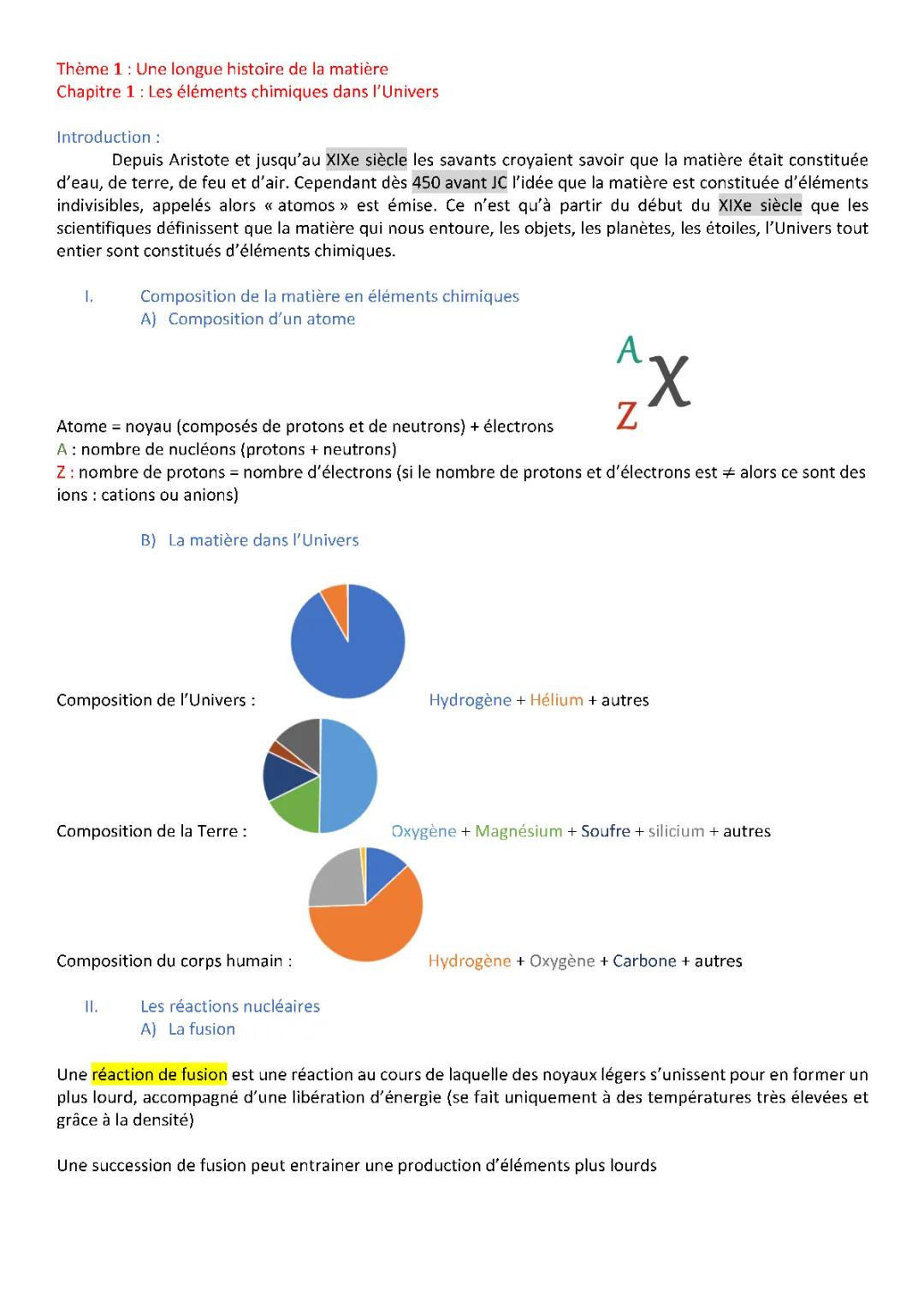 La matière dans l'univers 3ème: Composition chimique et éléments