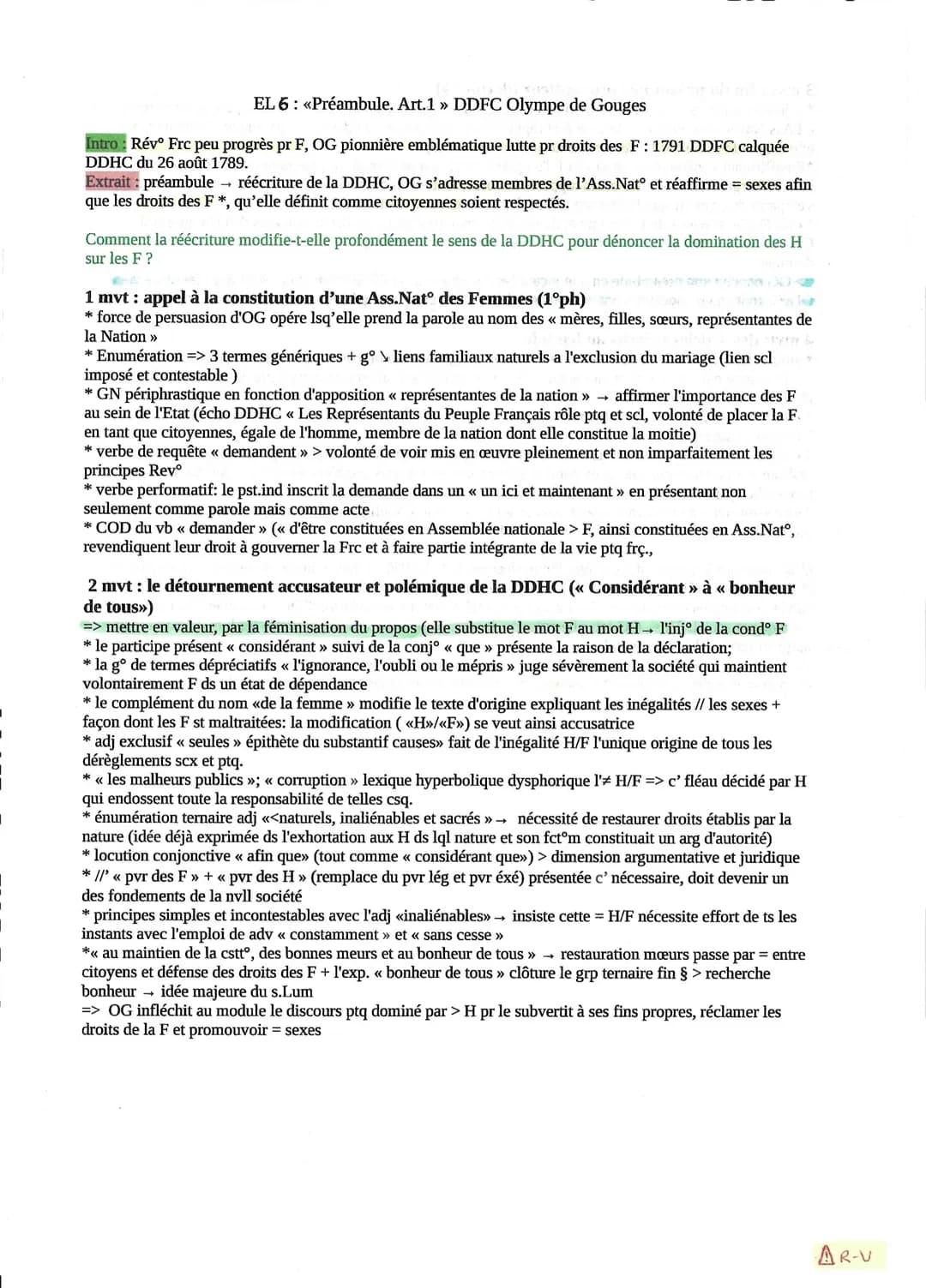 Séquence La littérature d'idées du XVIe siècle au XVIIIe siècle
Œuvre intégrale : Olympe de Gouges, Déclaration des droits de la femme et de