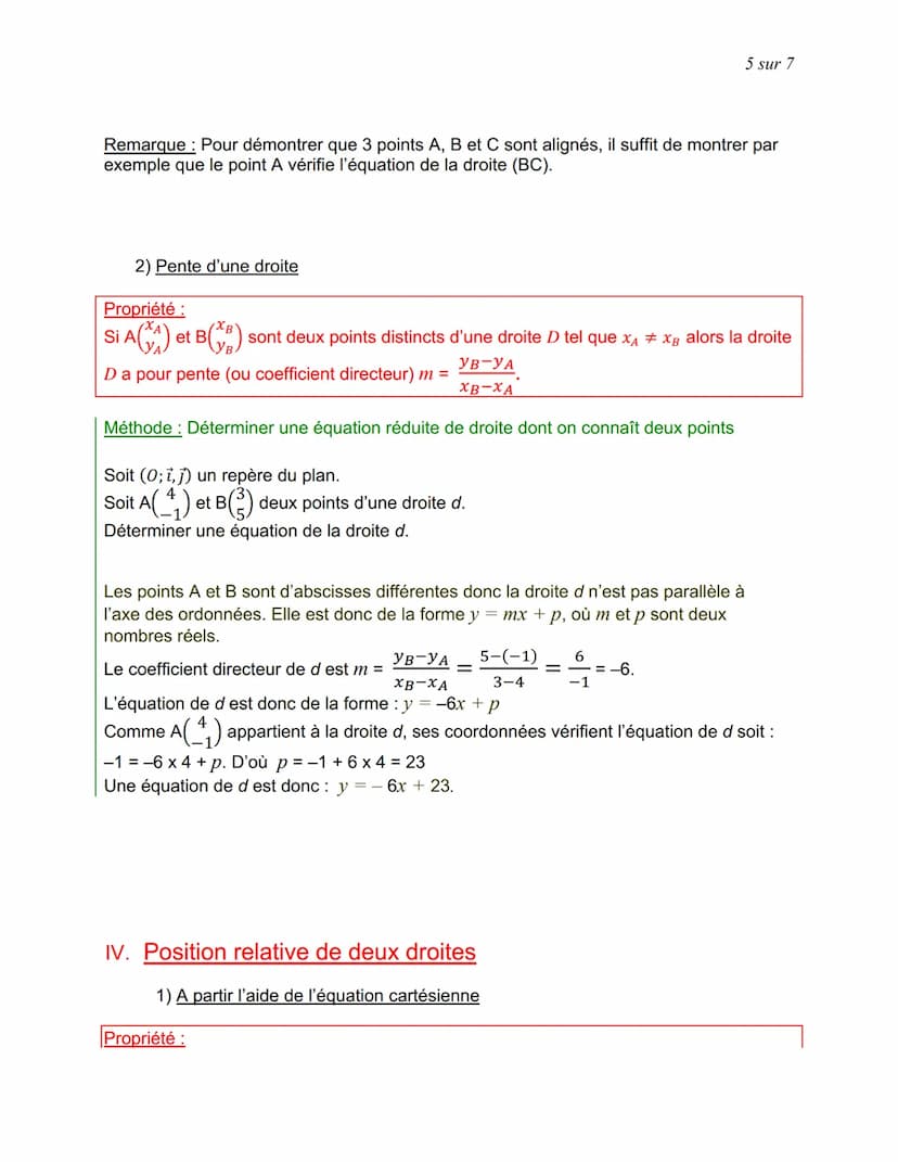 DROITES DU PLAN
1. Vecteur directeur d'une droite
Définition :
D est une droite du plan.
On appelle vecteur directeur de D tout vecteur non 