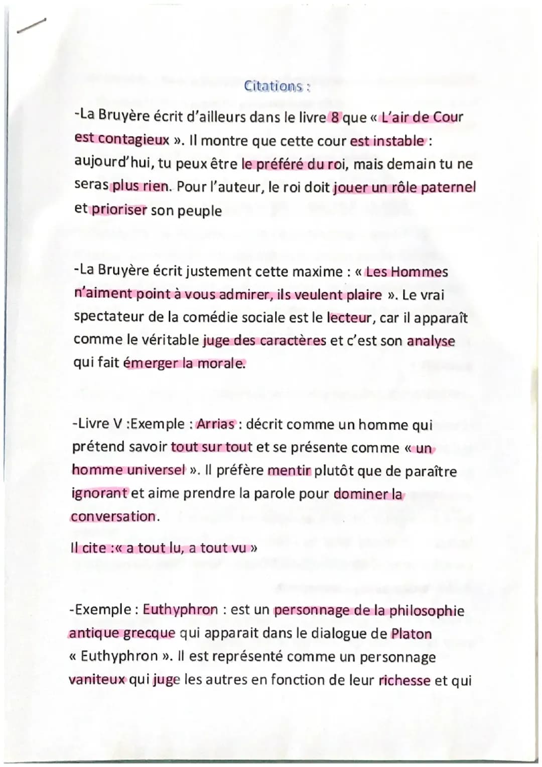 Citations dans les caractères de La Bruyère 