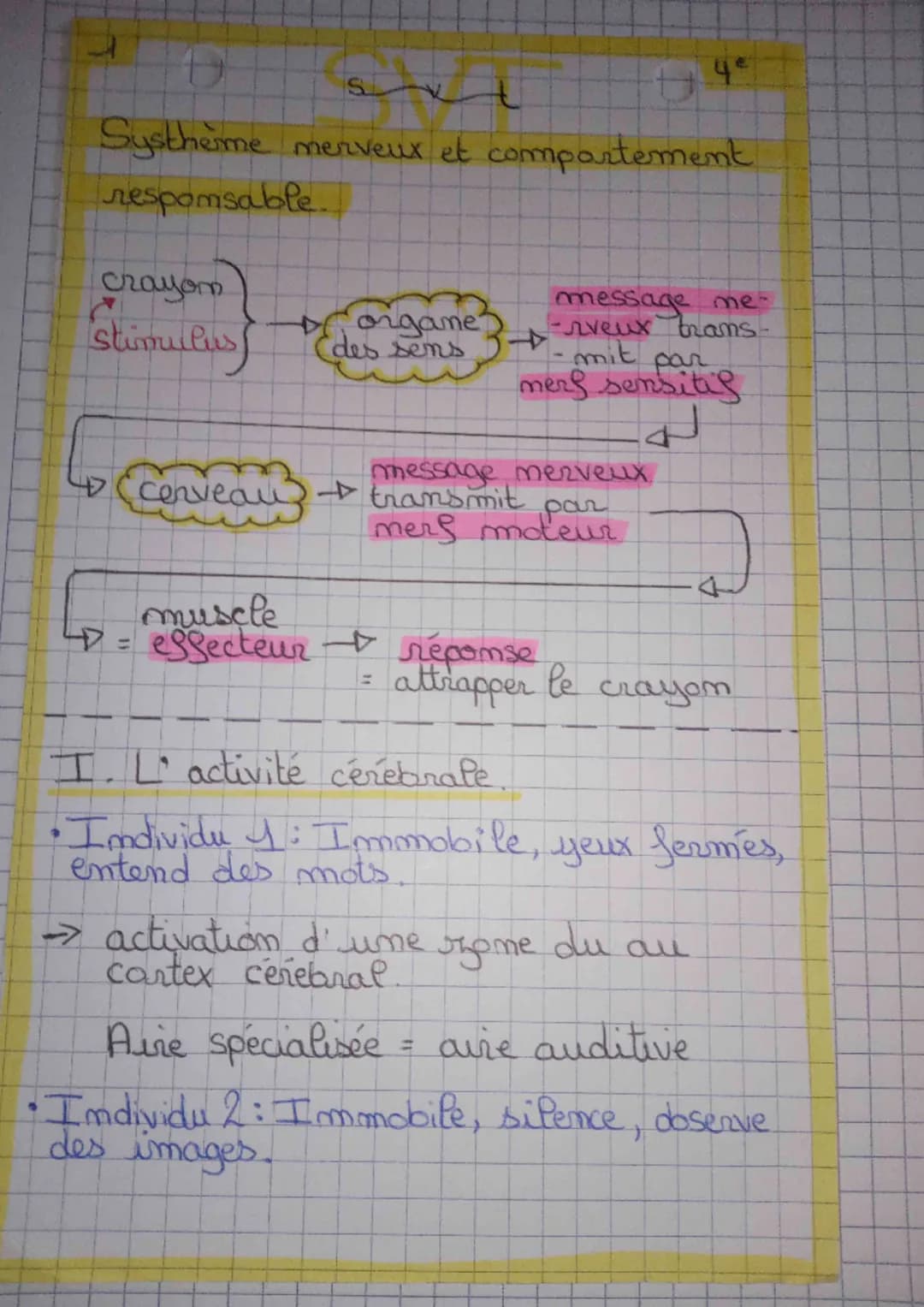 t
Systheme merveux et compartement
responsable.
crayom
stimulus
orgame
(des sens
muscle
essecteur
message me
trams
-rveux
- mit
mers sensiti