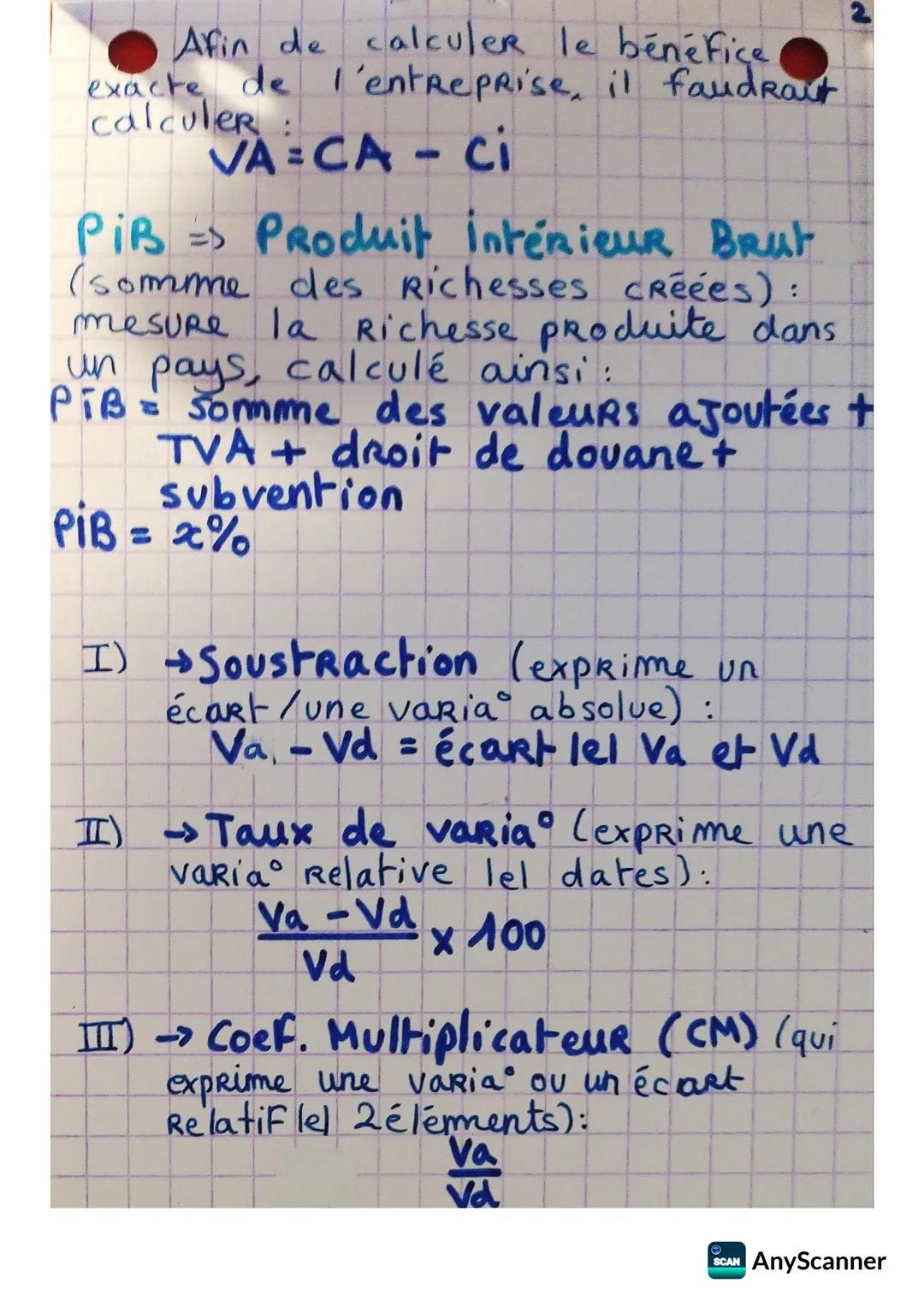 Comment mesurer les
Richesses produites?
A
Consommations intermédiaires (Ci)
(capital circulant) => biens et services
achetés à une entrepri