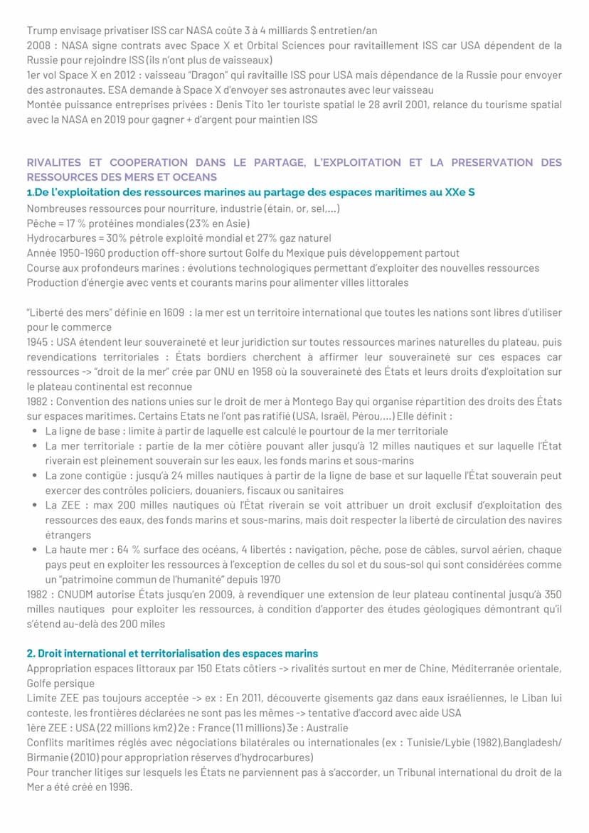 --- OCR Start ---
Séquence 1 - De nouveaux espaces de conquête
SPECIFICITES OCEAN ET ESPACE
Océan: vaste étendue d'eau salée qui couvre une 