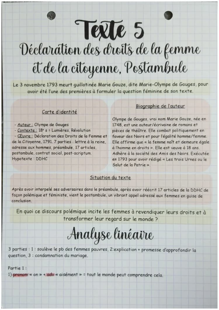 Know Déclaration des Droits de la Femme et de la Citoyenne, Postambule, Olympe de Gouges thumbnail