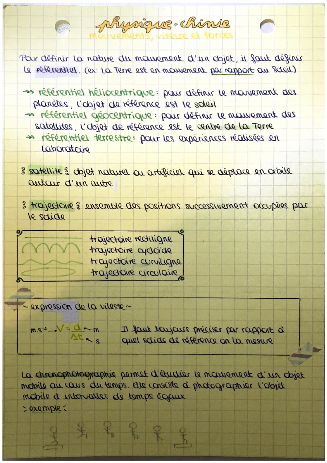 physique. Rinie
mouvements vitesse et forces
Pour définir la nature du mouvement d'un objet, il faut définir
Le référentiel. (ex: La Terre e