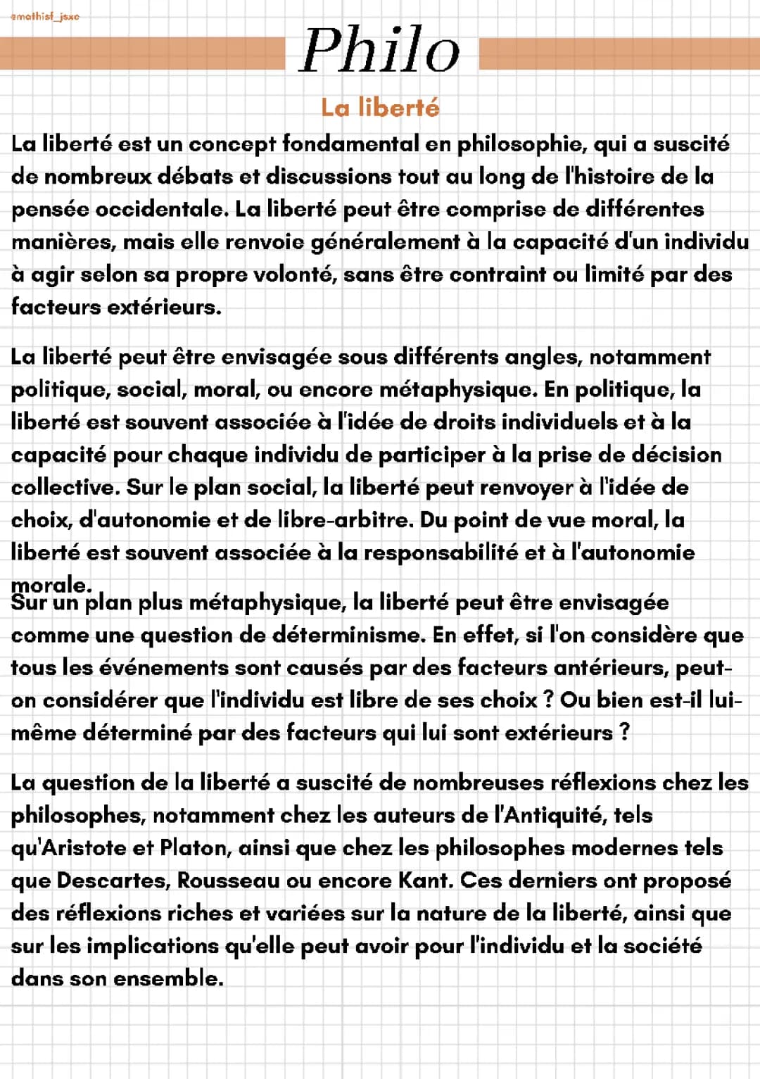 Liberté et Déterminisme: Dissertation pour Philo