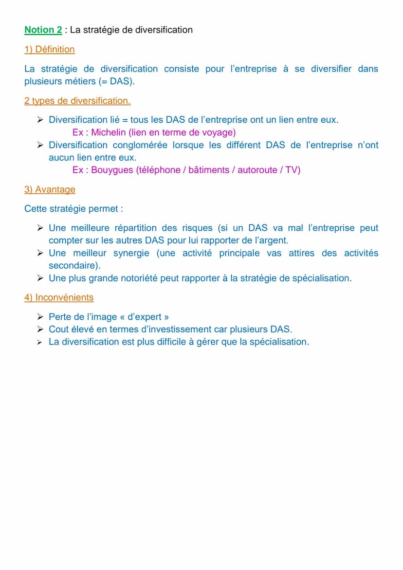 Chapitre 8: Les stratégies (= option
stratégiques) globales (spécialisation
et diversification)
Intro :
Il existe :
► Des stratégies globale