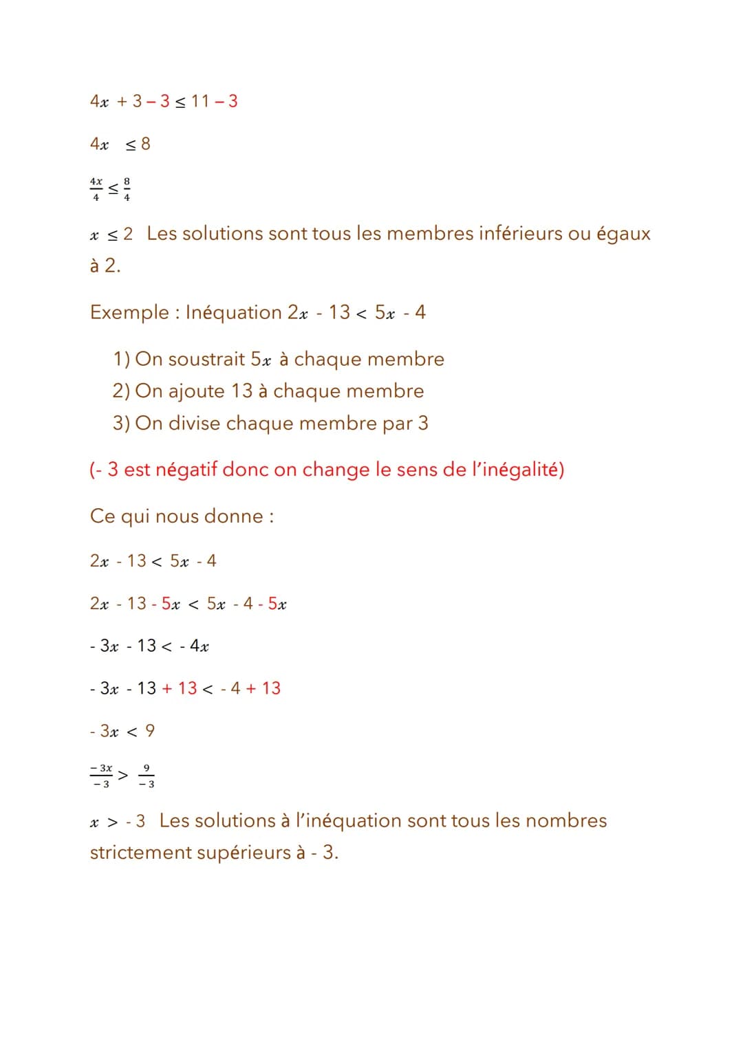 Math - Equation et inéquations du
premier degré
• Pour résoudre une équation du premier degré à une
inconnue, il faut trouver la ou les vale