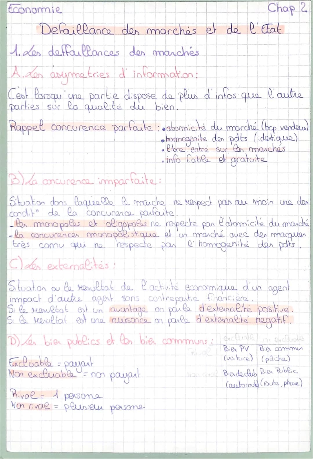 Economie
Defaillance des marchés et de l'Etat
1. Les deffaillances des marchés
A. Les asymetries d'information:
Cest lorsqu'une partie dispo