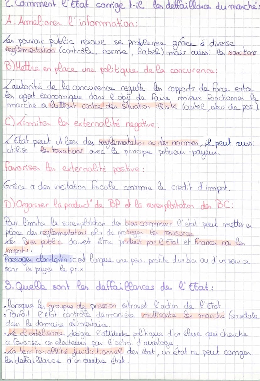 Economie
Defaillance des marchés et de l'Etat
1. Les deffaillances des marchés
A. Les asymetries d'information:
Cest lorsqu'une partie dispo