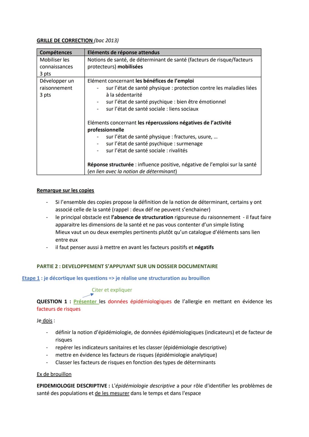 PARTIE 1: MOBILISATION DES CONNAISSANCES
Expliquer pourquoi il est possible d'affirmer que l'emploi est un déterminant majeur de l'état de
s