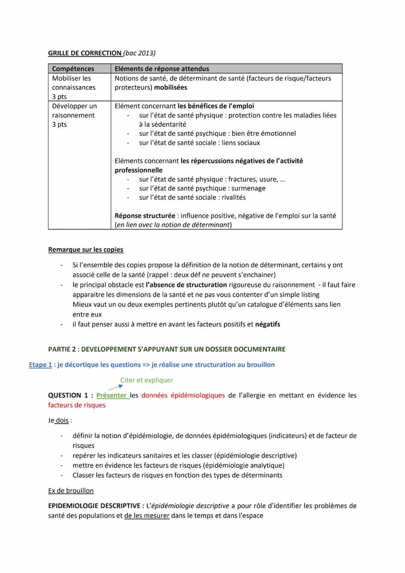 PARTIE 1: MOBILISATION DES CONNAISSANCES
Expliquer pourquoi il est possible d'affirmer que l'emploi est un déterminant majeur de l'état de
s