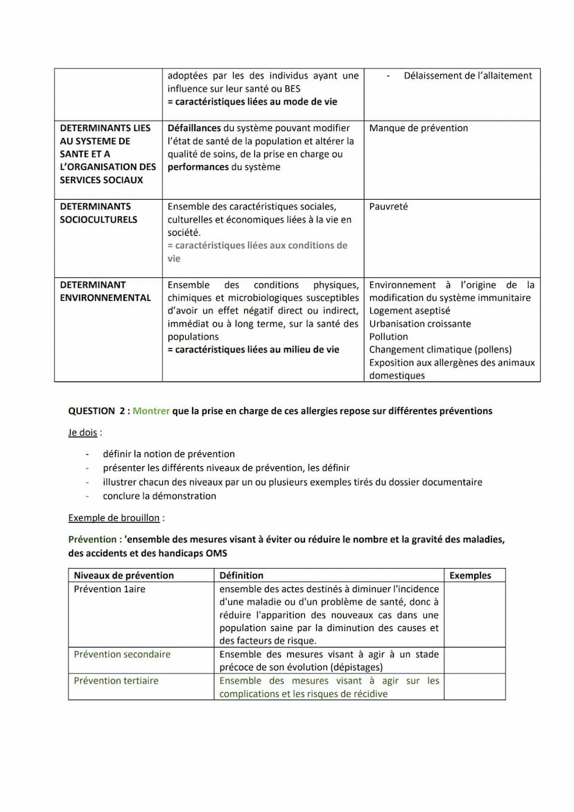 PARTIE 1: MOBILISATION DES CONNAISSANCES
Expliquer pourquoi il est possible d'affirmer que l'emploi est un déterminant majeur de l'état de
s