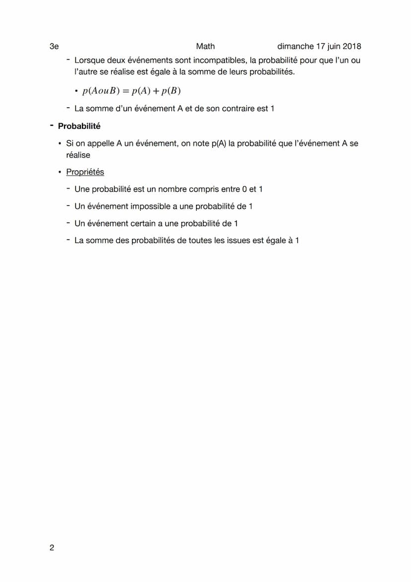 3e
Probabilités
Sujet
1
●
Définitions
Aléatoire
Une expérience est dite aléatoire lorsqu'on ne peut pas en prévoir avec
certitude le résulta