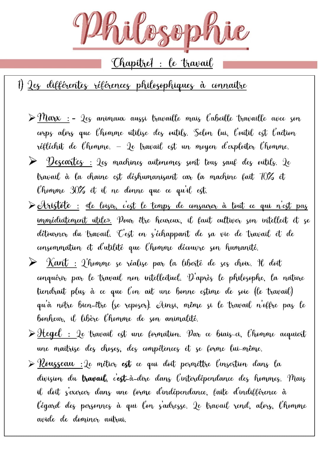 Explication de Texte Philo Corrigé sur le Travail - Le Travail en Philosophie Fiche de Révision PDF