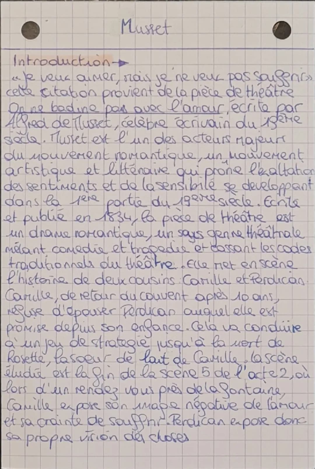 Texte de l'explication linéaire n°2: On ne badine pas avec l'amour, acte II, scène 5, la
fin
CAMILLE Vous me faites peur; la colère vous pre