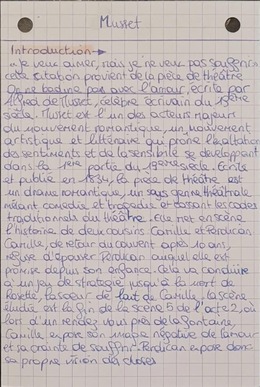 Texte de l'explication linéaire n°2: On ne badine pas avec l'amour, acte II, scène 5, la
fin
CAMILLE Vous me faites peur; la colère vous pre