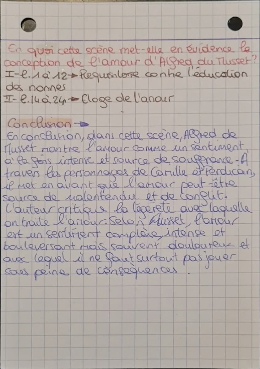 Texte de l'explication linéaire n°2: On ne badine pas avec l'amour, acte II, scène 5, la
fin
CAMILLE Vous me faites peur; la colère vous pre