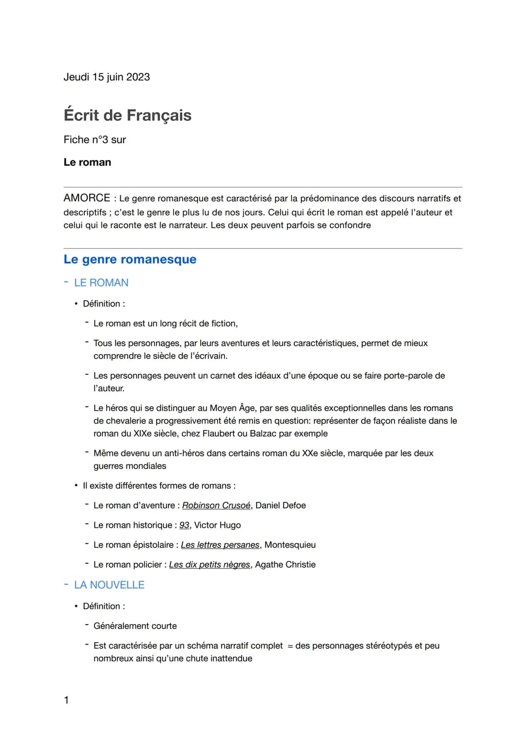 Fiche sur le roman