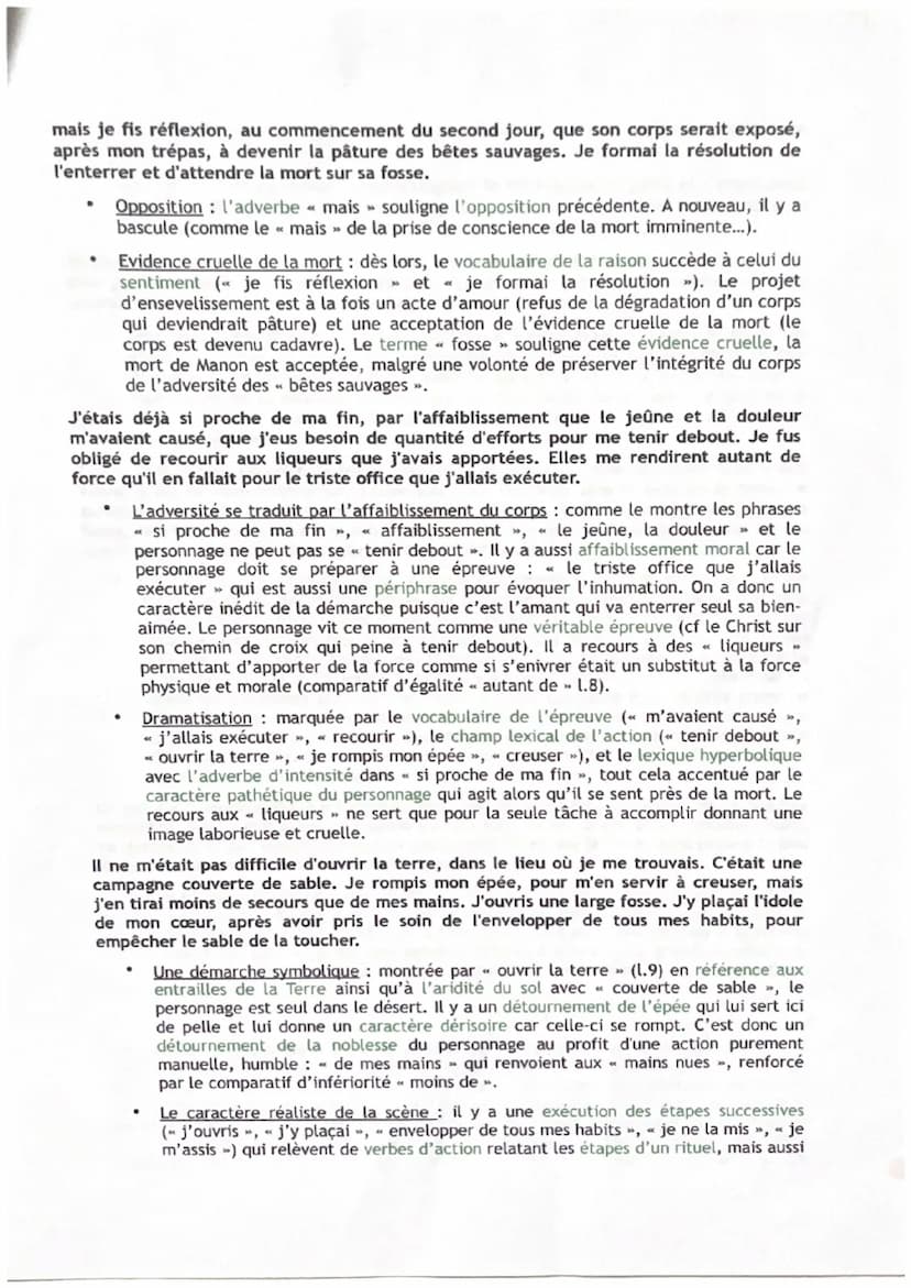 Texte nºo
«La mort de Manon », Manon Lescaut - Analyse linéaire
L'excipit désigne généralement la fin d'un chapitre ou d'un livre et dont
la